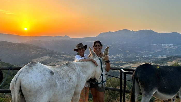 Amaya, friend and donkeys