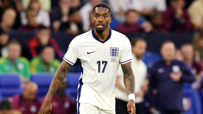 Ivan Toney appearing on pitch playing for England in the 2024 Euro's competition.