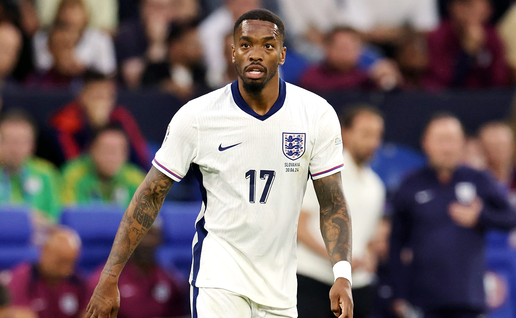 Ivan Toney appearing on pitch playing for England in the 2024 Euro's competition.