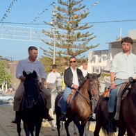Riders on horseback during the Mojácar Ribbon Race.
