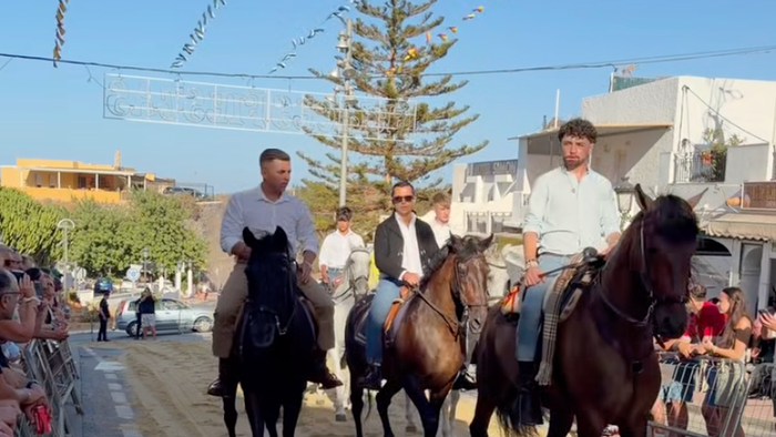 Riders on horseback during the Mojácar Ribbon Race.