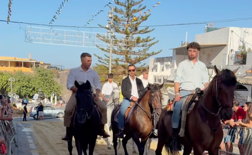 Riders on horseback during the Mojácar Ribbon Race.