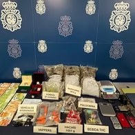 Various items spread out on a table confiscated by the National Police.
