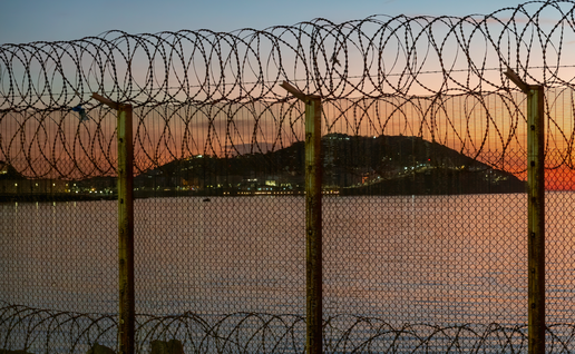 The fence on the border of Morocco and Ceuta