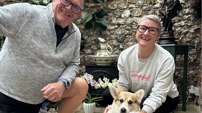 Dylan with his new friends Deb and Simon.