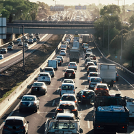 Traffic jam on Madrid's motorway