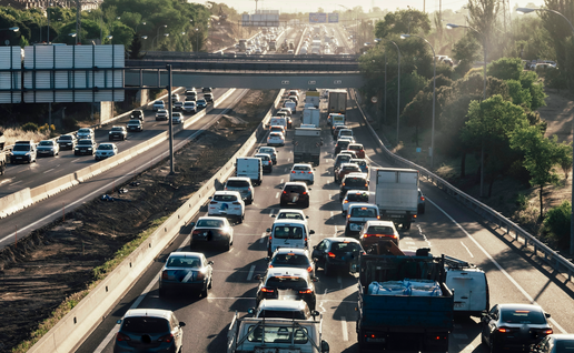 Traffic jam on Madrid's motorway