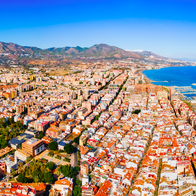 Arial view of the city of Fuengirola in Malaga, Spain