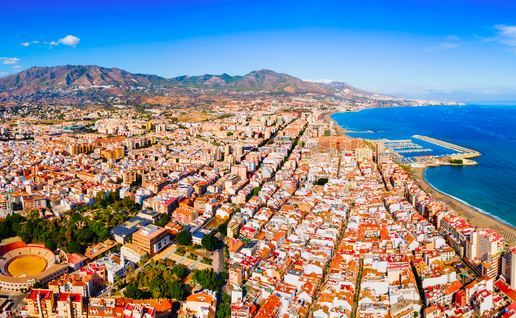 Arial view of the city of Fuengirola in Malaga, Spain