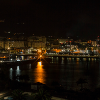 A view of Ceuta port at night time