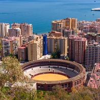 Arial view of 'La Malagueta' bullring in Málaga, Spain