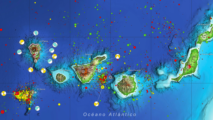 A map of the canary islands Seismic activity