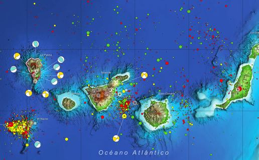 A map of the canary islands Seismic activity
