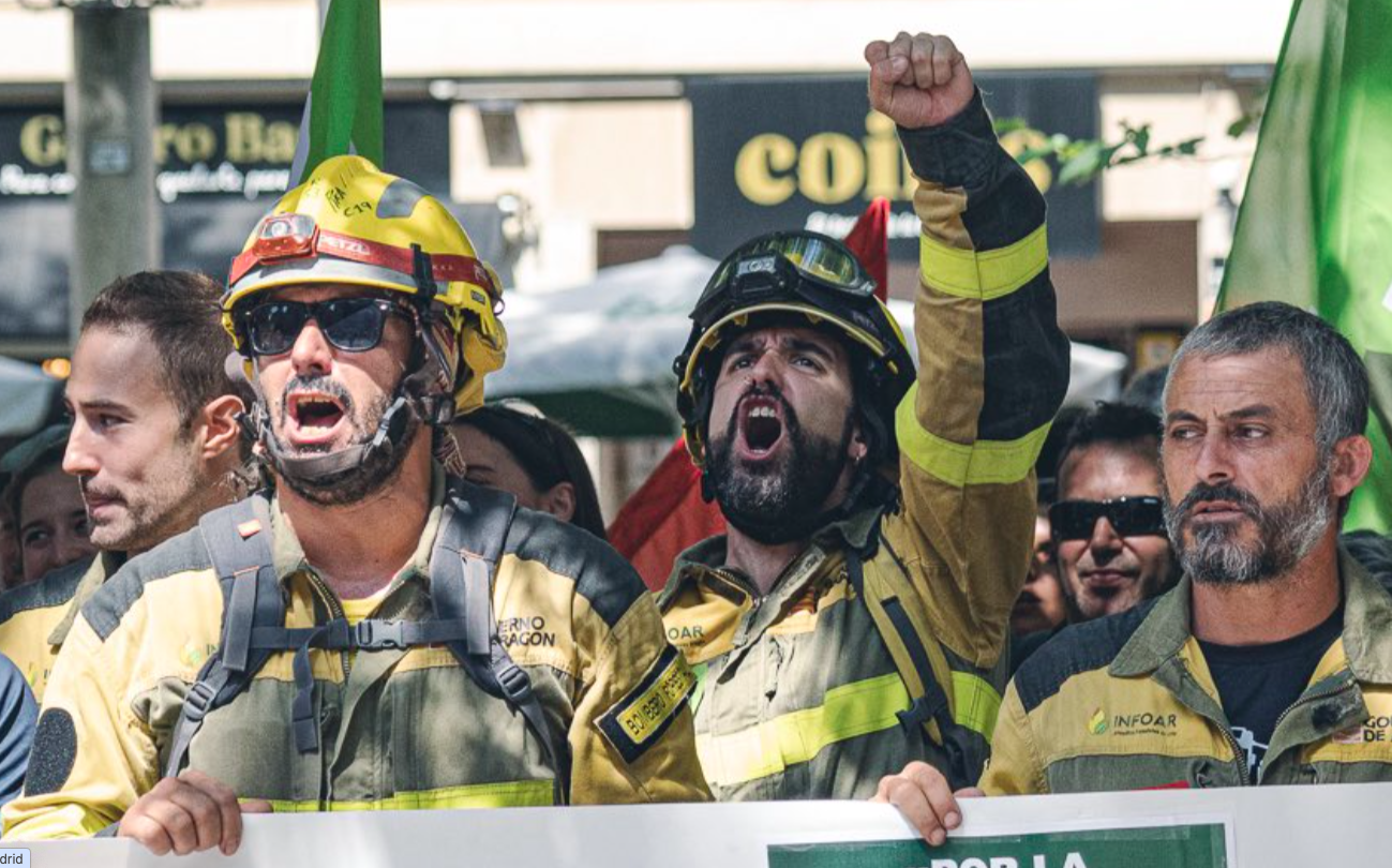 Protesta en Madrid: bomberos forestales alertan por falta de personal y equipamiento obsoleto