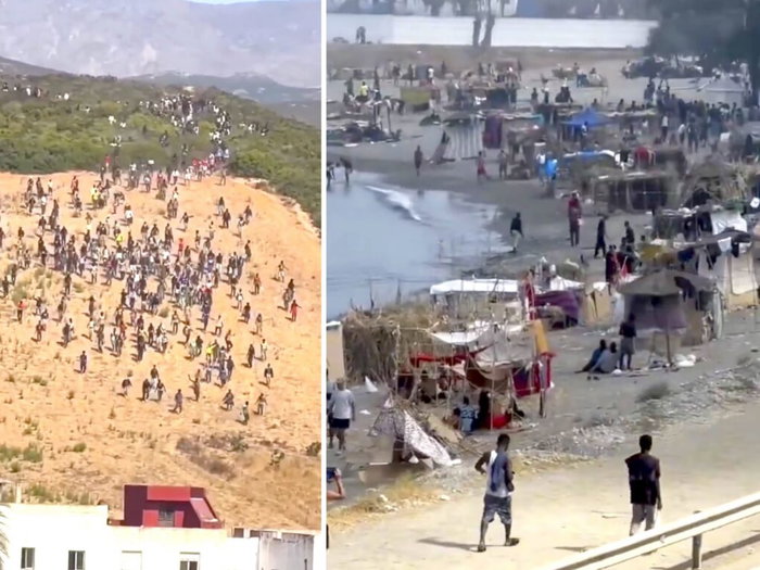 Hoards of people run towards border fence August 15, 2026.