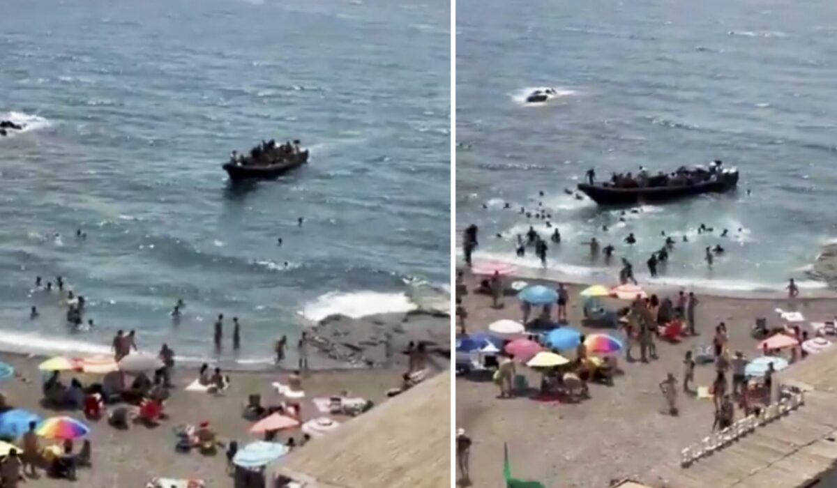 Migrantenboot landet am helllichten Tag am Strand von Cartagena ...