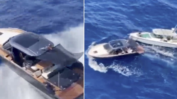 Stolen high-speed boat shunted by police.