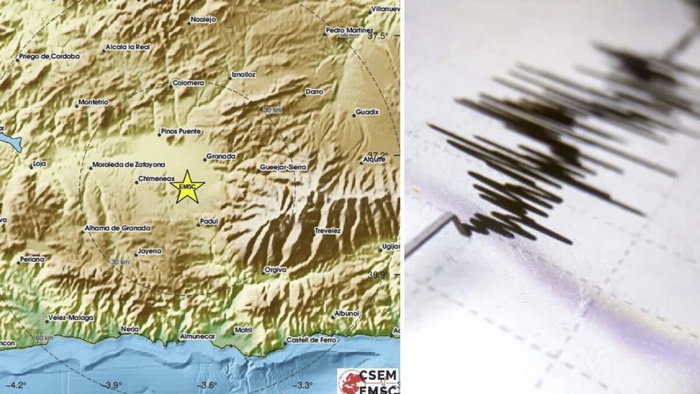 Seismic map in Malaga Province