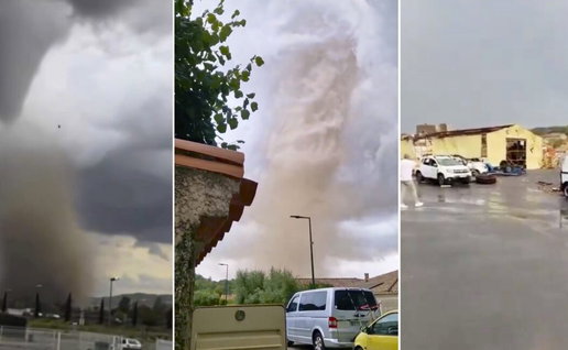 Tornado Destruction in Aude, near Carcassonne, France.