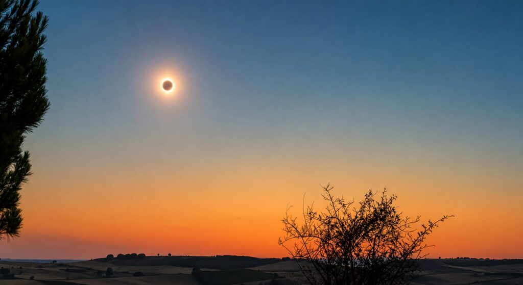 Moon passes the scorching sun.