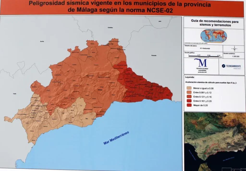 Malaga provincial government's map of most seismic activity.