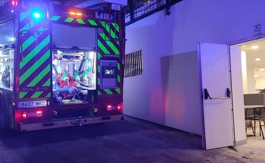Firefighters set up outside Benalmadena hotel.