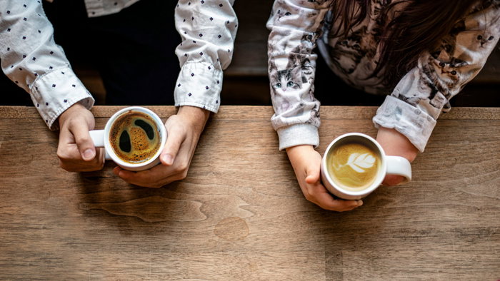 Friends sharing a coffee.