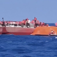 Enhanced image of capsized ferry just off Cyprus coast.
