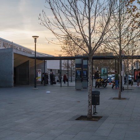 Bus station in the evening