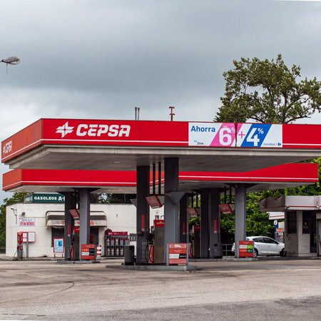 A Cepsa Petrol station by the side of a motorway in Spain