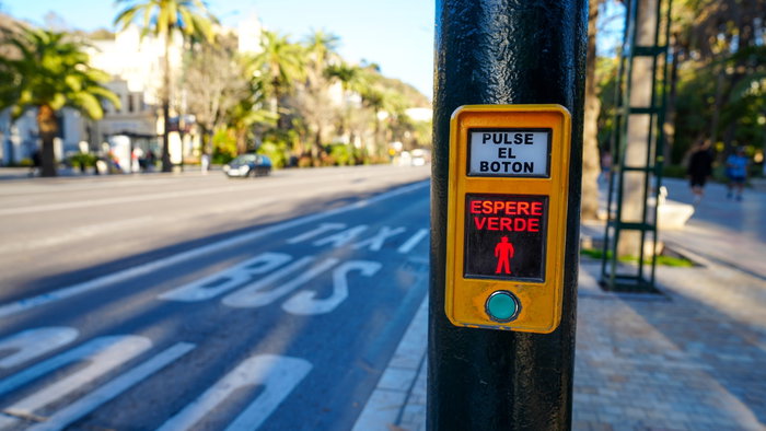 Pedestrian crossing in Malaga.