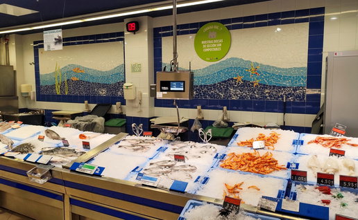 A fish counter in Spanish supermarket