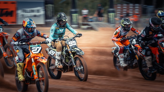 A Thrilling Motocross Race in Motion.