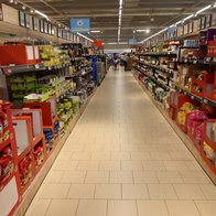 An aisle in a lidl supermarket in Spain