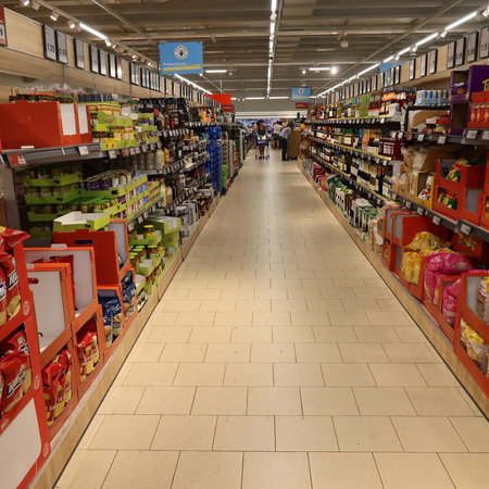 An aisle in a lidl supermarket in Spain