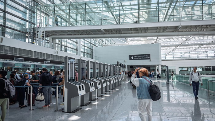 EES scanners at an airport