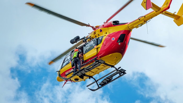 Helicopter rescue over Mont Blanc.
