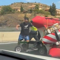 Speed boat stuck on A-7 motorway.
