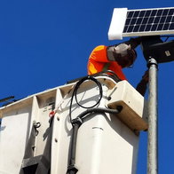 Estepona workers install new lights.
