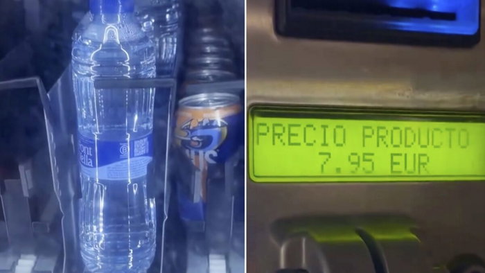 vending machine selling water at €7.95
