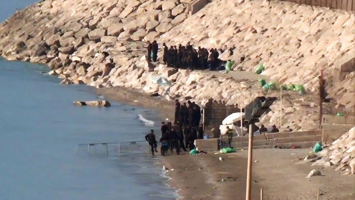 Moroccan troop presence at Ceuta border.
