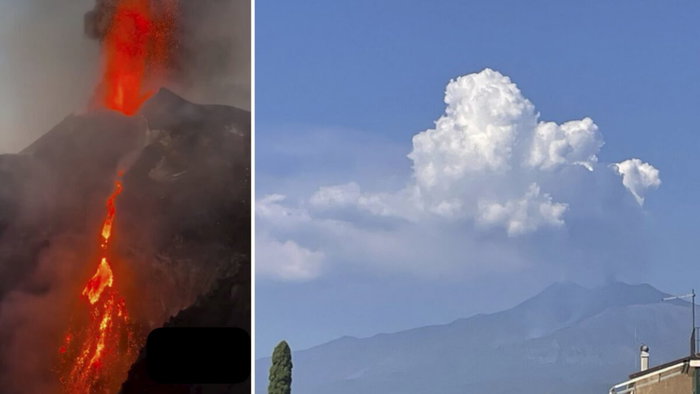 Etna erupts, causing airport chaos in Sicily.