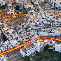 Flags and bunting surrounding Torrox old town