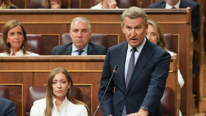 Spain's leader of the PP party Alberto Nuñez Feijóo in congress