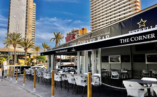 A restaurant with seating area outside in Benidorm, Spain