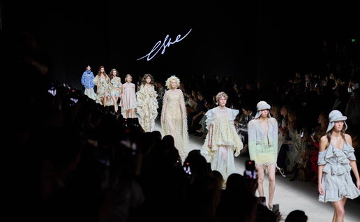 View from Moscow Fashion week with the models on the runway