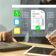 managing online invoices, electronic tax, e-invoice, and digital receipt statements concept