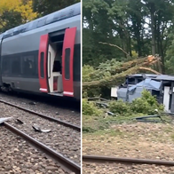 Aftermath of train derailment.