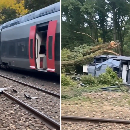Aftermath of train derailment.