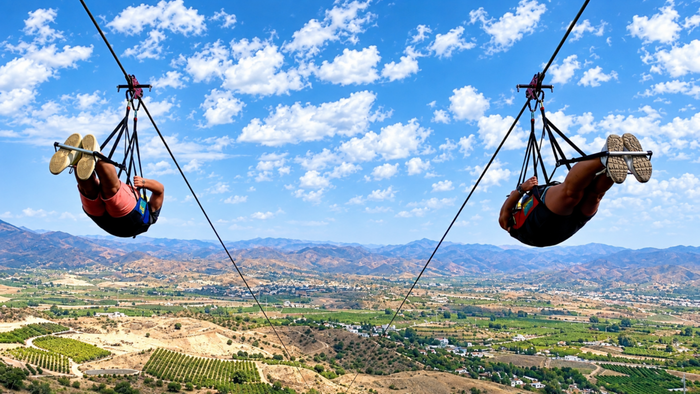 2 people ziplining